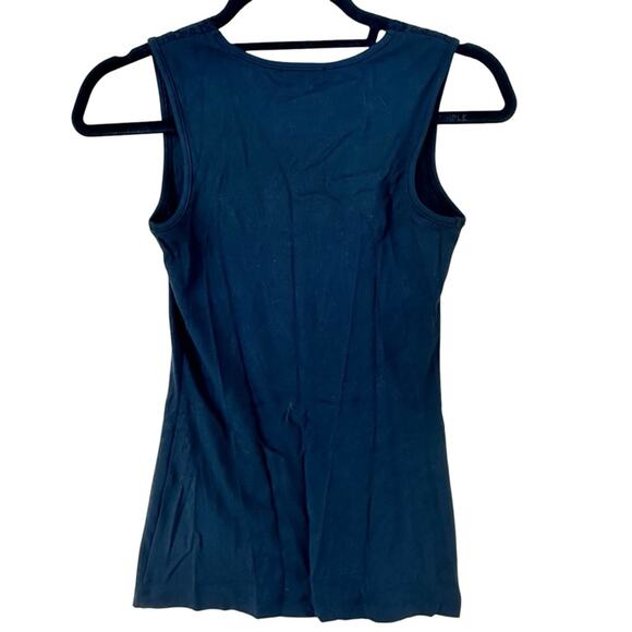 NWOT Halogen Peek-a-boo v neck lace trim ribbed tank top in black womens small - Picture 2 of 8